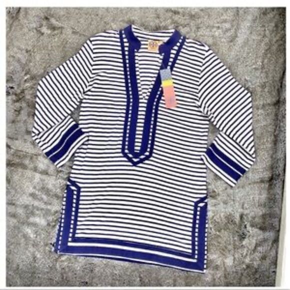 NWT! Tory Burch Striped Terry Tunic - Picture 2 of 9